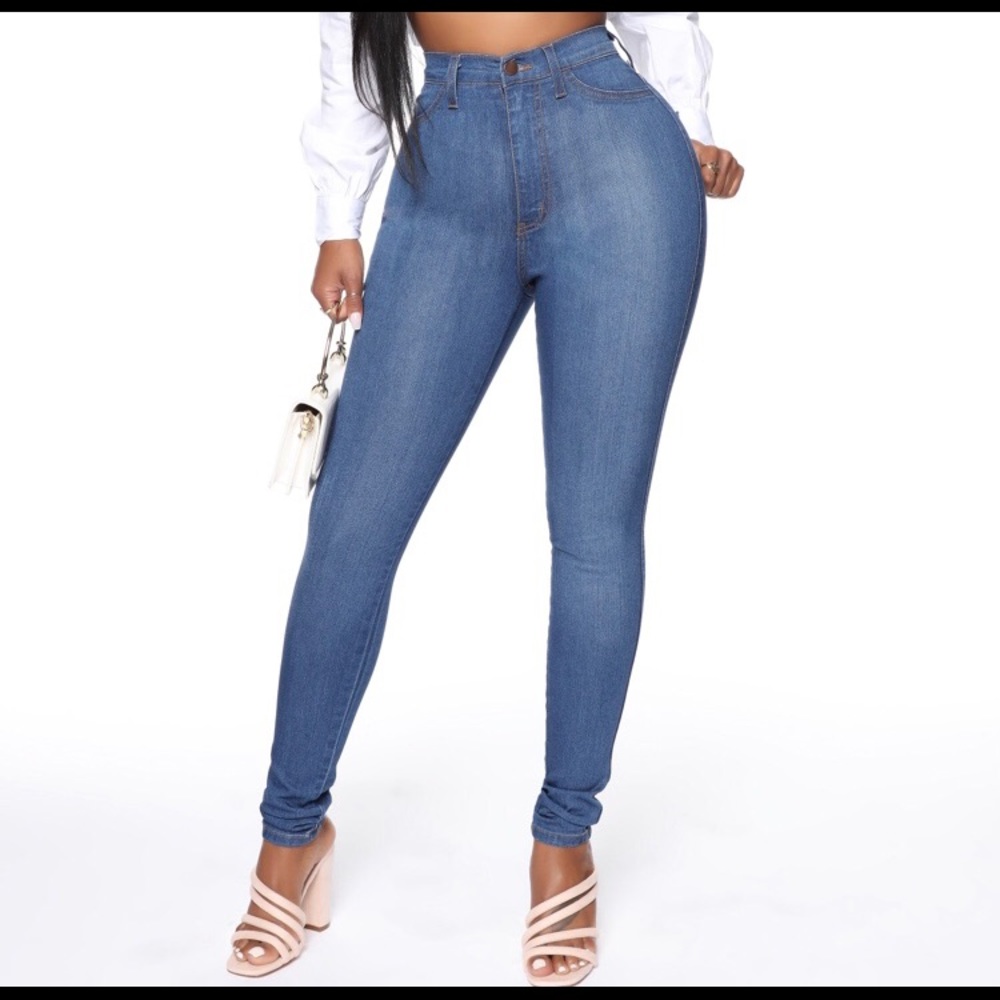 Fashion nova high waste medium blue wash jeans